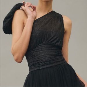 NWT - Anthropologie One-Shoulder Sheer Ruched Top size small